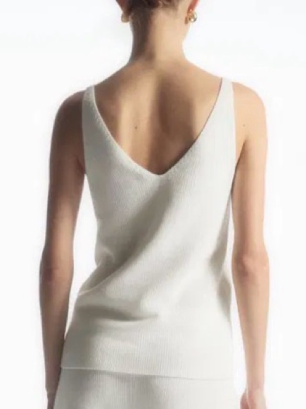 Babaton Knitted Tank Top Cream Deep V‑Neck size L cotton and cashmere blended - Picture 8 of 9